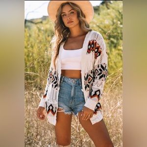 Aztec Print oversized cardigan
